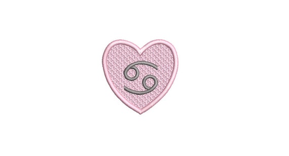 Cancer Heart Patch Zodiac Embroidery Design -  Machine Embroidery File designs - 4x4 inch hoop - instant download - Star Signs Embroidery