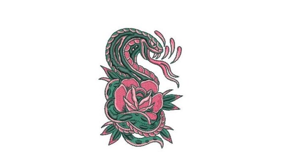 Snake and Rose Machine Embroidery File design 4 x 4 inch hoop  - Rose embroidery - instant download