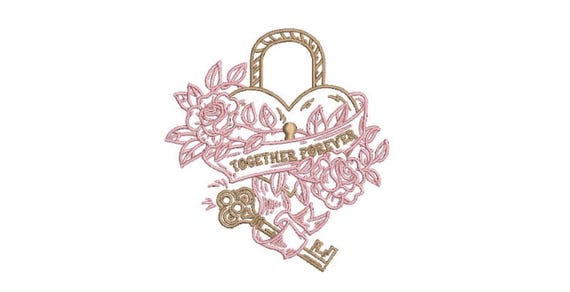 Together Forever Machine Embroidery File design -  4 x 4 inch hoop - Heart embroidery design