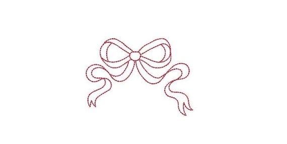 Bow Machine Embroidery File design - 4 x 4 inch hoop - Monogram Design - Jeans stitch Ribbon embroidery Design
