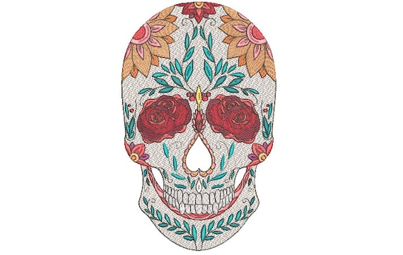 Machine Embroidery Mexican Sugar Skull Bohemian Machine Embroidery File design - 8x12 hoop - Day Of The Dead