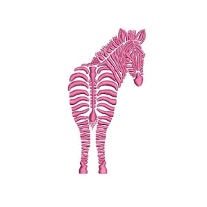 Pink Zebra Behind Machine Embroidery File design 4x4 inch hoop - Chinoiserie