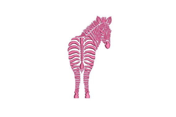 Pink Zebra Behind Machine Embroidery File design 4x4 inch hoop - Chinoiserie