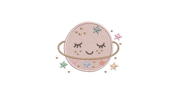 Saturn Moon Stars Machine Embroidery File design - 4x4 inch hoop - instant download