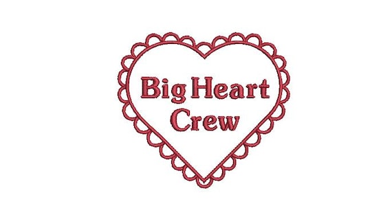 Big Heart Crew Design - Machine Embroidery File design -  4x4 inch hoop - Instant Download Embroidery File