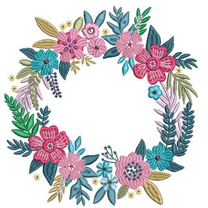 Pretty Floral Wreath Machine Embroidery File design -  6x10 inch hoop - Machine Embroidery Design