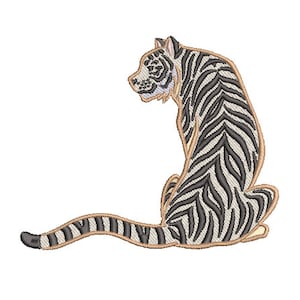 White Tiger Machine Embroidery File design - 5x7 inch hoop - Chinoiserie Embroidery Design