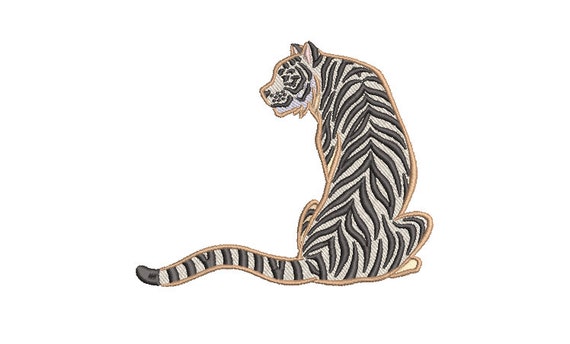 White Tiger Machine Embroidery File design - 5x7 inch hoop - Chinoiserie Embroidery Design