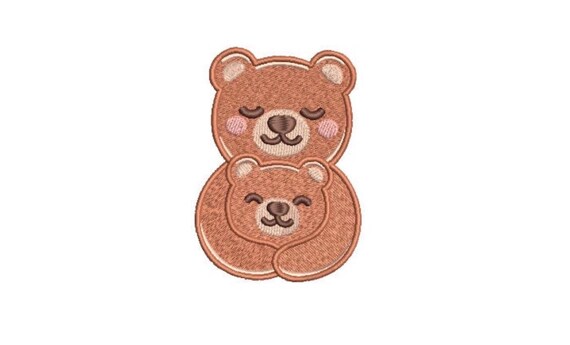 Teddy Bear and Baby Bear embroidery - Machine Embroidery File design - 4x4 inch hoop - Instant download