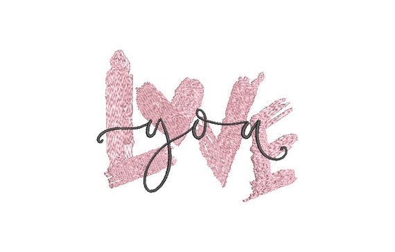 Love You Machine Embroidery File design  - 4x4 inch hoop - Valentines Embroidery Design