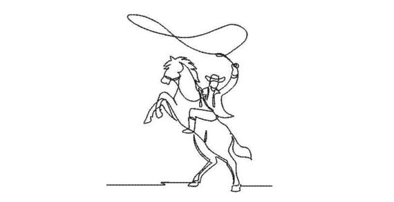 Cowboy Line Work Machine Embroidery File design - 5x7 inch hoop  - Western Embroidery Design - One Color Design