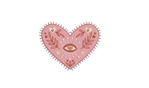 Boho Eye Heart Machine Embroidery File design - 4x4 inch hoop  -instant download - Embroidery Design - Heart Embroidery