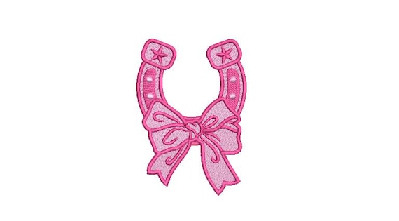 Horse shoe Bow  - Western Machine Embroidery File design - 4x4 inch hoop - Cowgirl Design - Horseshoe Embroidery