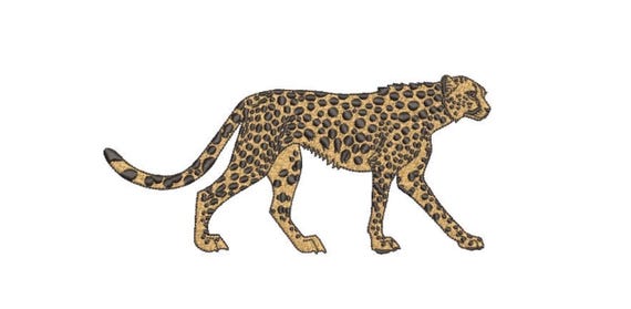 Walking Cheetah Machine Embroidery File design - 5x7 inch hoop - Chinoiserie Chic - Instant Download
