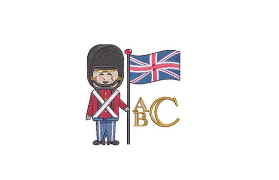 London Union Jack Flag - Soldier Design Machine Embroidery File design 4 x 4 inch hoop - Instant download