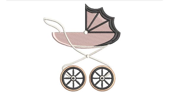 Classic Pram Machine Embroidery File design - 5x7 hoop - Instant Download - Baby Embroidery Download