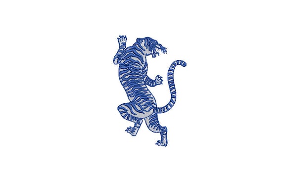 Blue Tiger Machine Embroidery File design - 4x4 inch hoop - Chinoiserie Embroidery Design