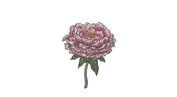 Chinese Peony Machine Embroidery File design 4 x 4 inch hoop - Peony Flower Design - Digital Download