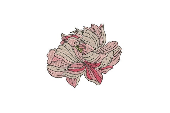 Peony Head Machine Embroidery File design 4 x 4 inch hoop - Flower