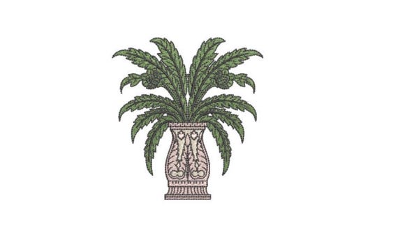 Baroque Planter - Machine Embroidery File design - 4x4 inch hoop - Monogram Design - Plant Embroidery Design