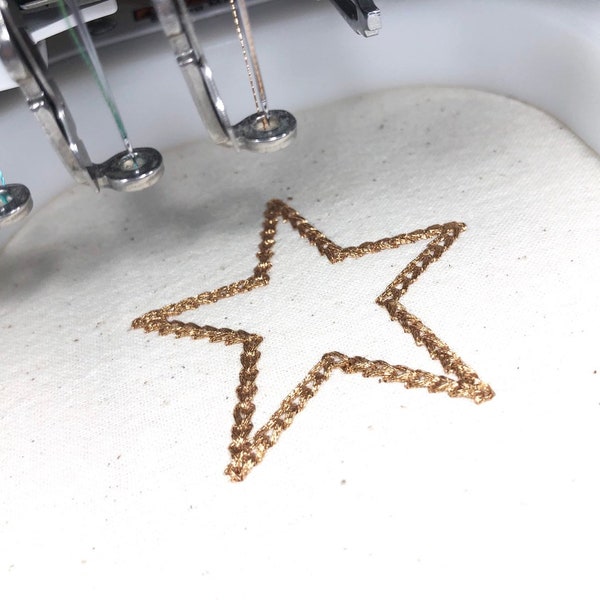 Chain Stitch Star - 5cm - Machine Embroidery File design - 4x4 inch hoop - Monogram Frame