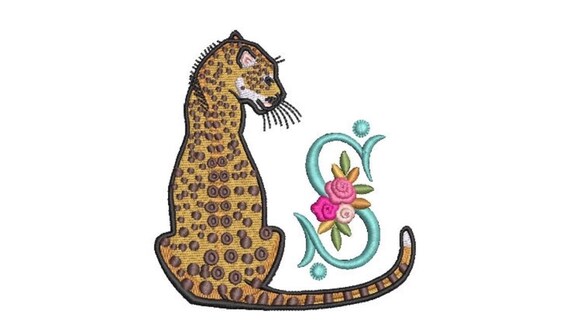 Monogram Leopard Machine Embroidery File design - 4x4 inch hoop - Leopard - instant download