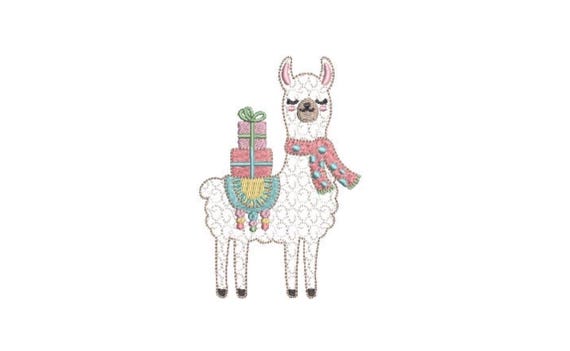 Llama Presents Machine Embroidery File design - 4x4 inch hoop - instant download - Motif fill llama