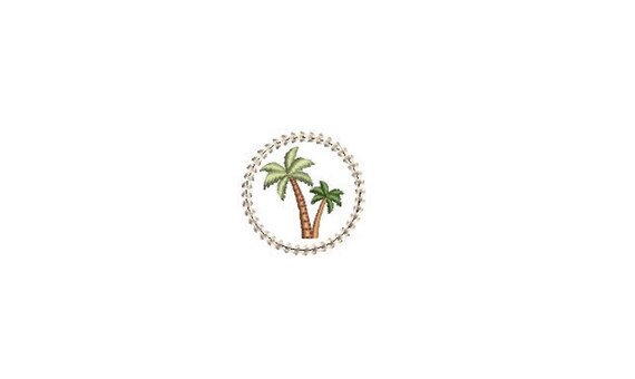 Mini Green Palms Chain Circle Machine Embroidery File design - 4 x 4 inch hoop  - instant download - 3cm
