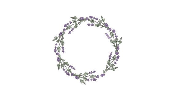 Lavender Wreath - Machine Embroidery File design - 5x7 inch hoop - Lavender Embroidery Download