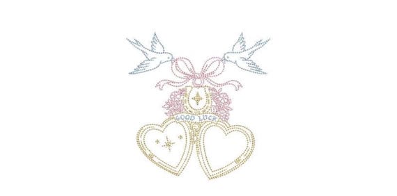 Good Luck Locket - Bluebird Bow Heart Locket Outline Monogram Frame - Machine Embroidery File design -  4x4 inch hoop