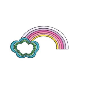 Rainbow Cloud embroidery - Machine Embroidery File design- 4 x 4 inch hoop - Instant Download