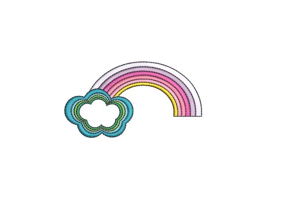 Rainbow Cloud embroidery - Machine Embroidery File design- 4 x 4 inch hoop - Instant Download