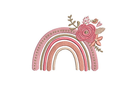 Floral Rainbow - Machine Embroidery File design - 4x4 inch hoop - Monogram Frame - Rainbow Embroidery Design