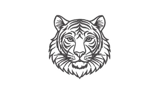 Tiger Embroidery Design - Tiger Head Machine Embroidery File design 4x4 inch hoop - Tiger Face - instant download