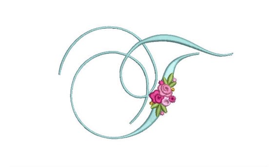 Pretty Rose Script LETTER T  Machine Embroidery File design - 5 x 7 inch hoop - Monogram design
