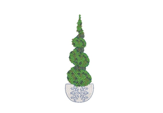 Chinoiserie Boxwood Twirl Tree Embroidery  - Machine Embroidery File design - 5 x 7 inch hoop - Instant Download