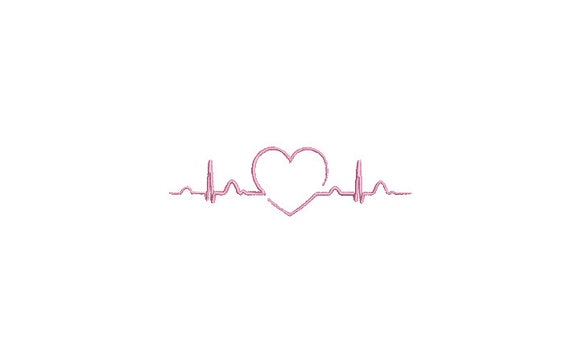 Heartbeat Machine Embroidery File design  - 4x4 inch hoop - Valentines Embroidery Design - Heart embroidery