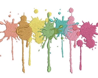 Pastel Paint Splatter Machine Embroidery File design - 8x8 inch hoop - Instant Download