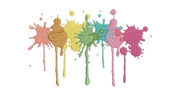 Pastel Paint Splatter Machine Embroidery File design - 8x8 inch hoop - Instant Download