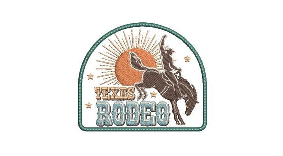 Texas Rodeo Machine Embroidery File design - 5x7 inch hoop - Western Embroidered Patch Design Download