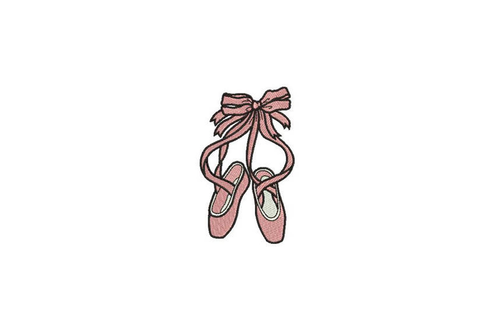 bow ballet shoes machine embroidery file design 4x4 hoop - instant download bow ballet shoes machine embroidery file design 4x4 hoop - instant download