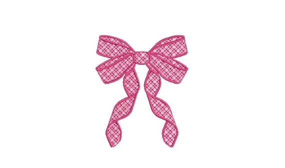 Big Plaid Bow Machine Embroidery File design - 4 x 4 inch hoop - Monogram Design - Bow embroidery Design