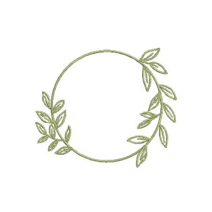 Leafy Circle Frame - Machine Embroidery File design - 4 x 4 inch hoop -  Monogram Frame