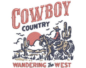 Cowboy Country Western Machine Embroidery File design - 5x7 inch hoop - Cowgirl and Cowboy Design