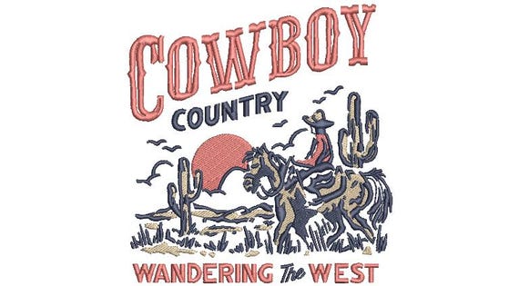 Cowboy Country Western Machine Embroidery File design - 5x7 inch hoop - Cowgirl and Cowboy Design