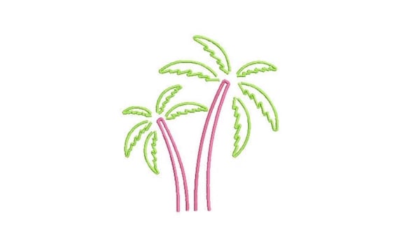 Neon Sign Palm Trees Machine Embroidery File design - 4 x 4 inch hoop - Palm Tree Silhouettes