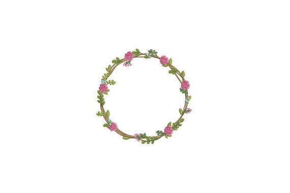 Rose & Flower Wreath Machine Embroidery File design 4x4 inch hoop