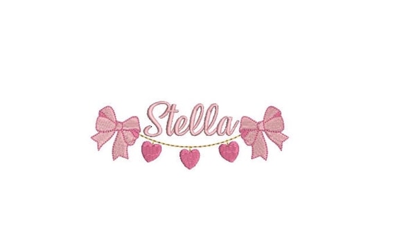 Heart Bow Swag Machine Embroidery File design - 5x7 inch hoop - Bow Embroidery Design