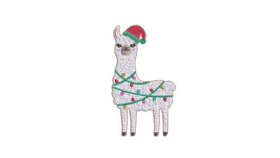 Llama Xmas Lights Machine Embroidery File design - 4x4 inch hoop - instant download - Xmas Design