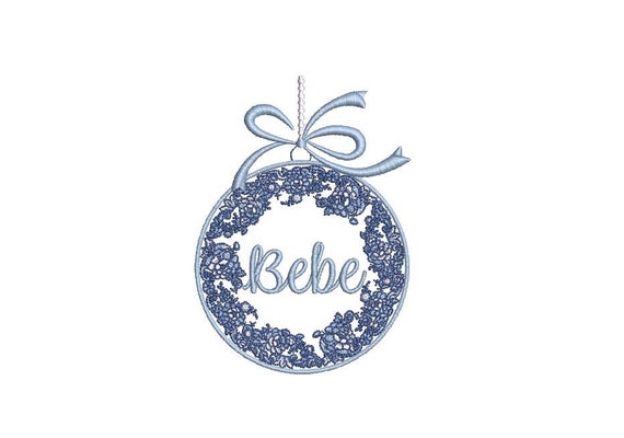 Christmas Blue China Bauble Ornament - Machine Embroidery File design - 4x4 inch hoop - Chinoiserie Chic